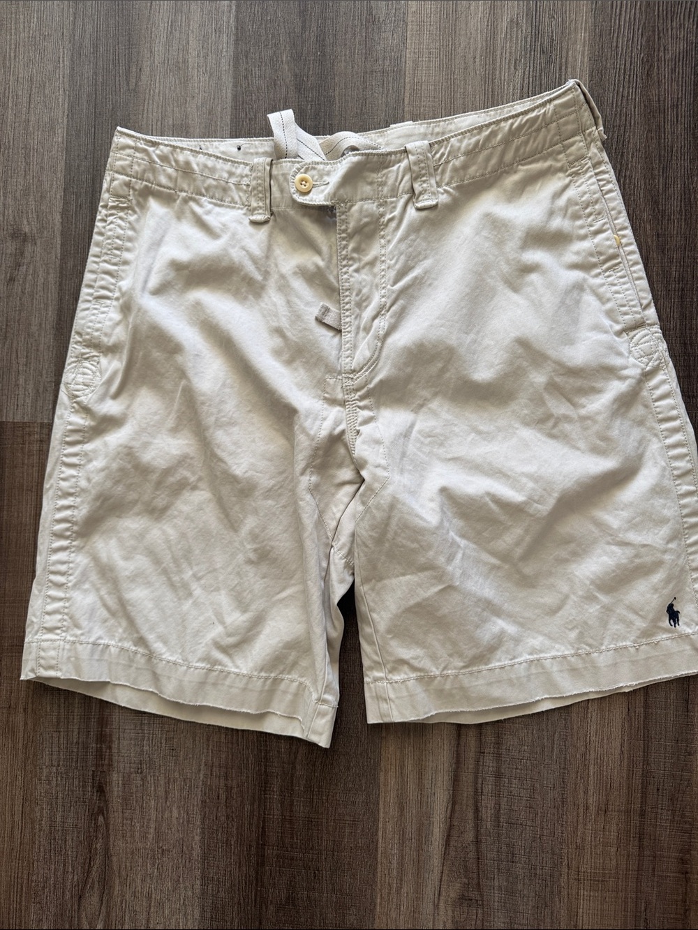 Polo by Ralph Lauren Cream Cotton Flat Front Men’s Shorts